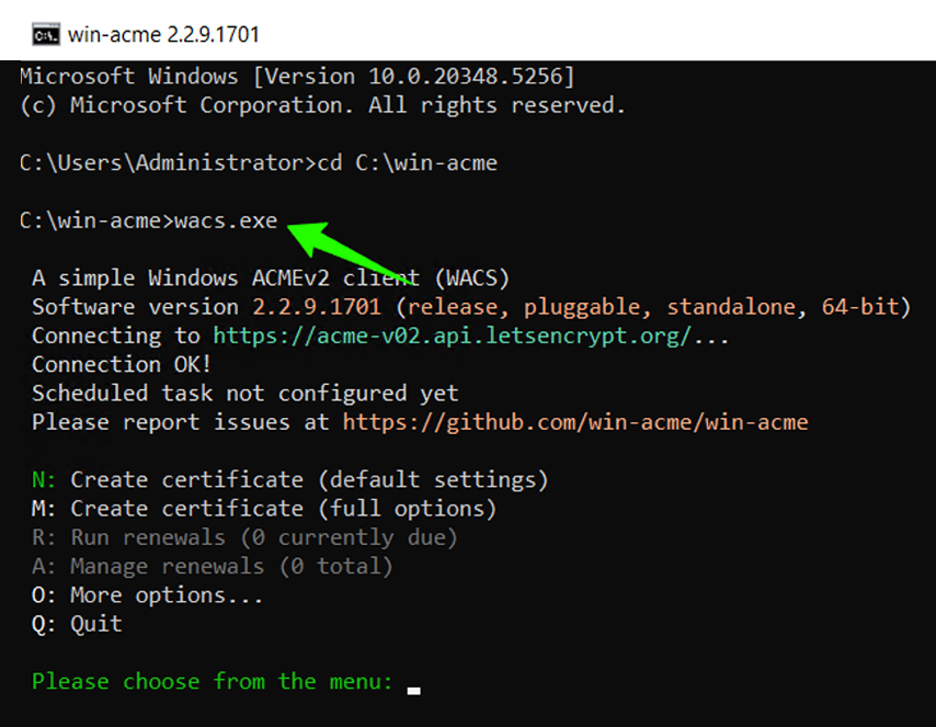 Install the Win-ACME Client