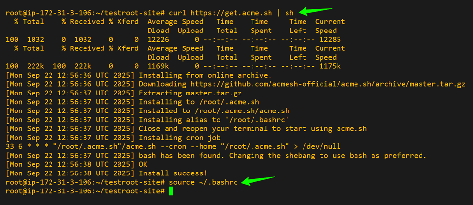 Install Acme.sh on node.js