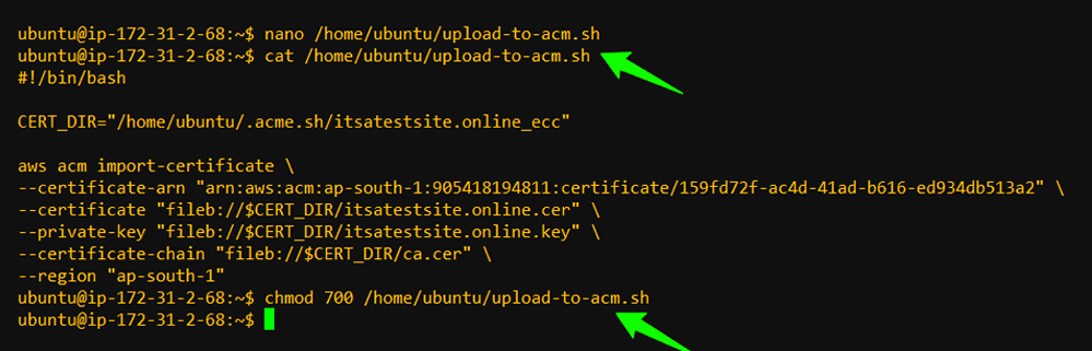 Script created to automatically update ACM certificate