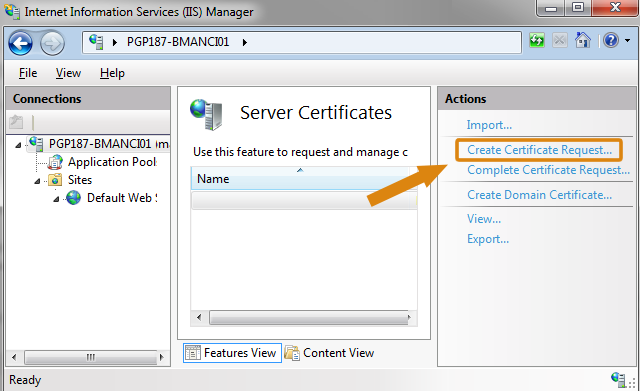 Step 2 CSR Generation using IIS 7